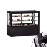 Commercial cake display fridge - 780L - 1610mm - Double glazing - square - black front - with 2 shelves - rear sliding doors - for patisserie - Black