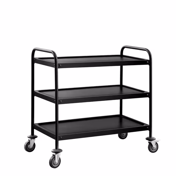 Serveerwagen - 1000x500mm - met 3 bladen - zwart