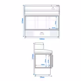 Pizzakylbänk ECO - 1400x700mm - med 3 glasdörrar - inkl. kylränna - 6x GN 1/4
