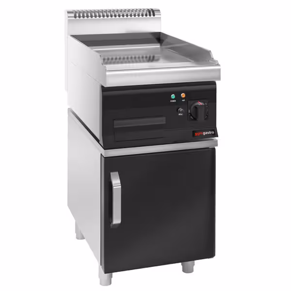 Elektrische bakplaat - hardverchroomde plaat - 4,5kW - Glad - Bakoppervlak: 395x535mm - met onderbouw met 1 deur