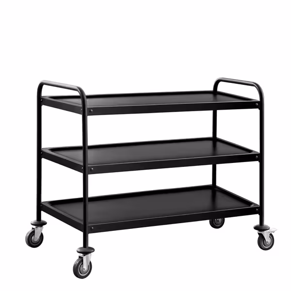 Catering Trolley - Commercial Service & Clearing Trolley - Heavy Duty - 1200x600mm - 3 Tier - Black