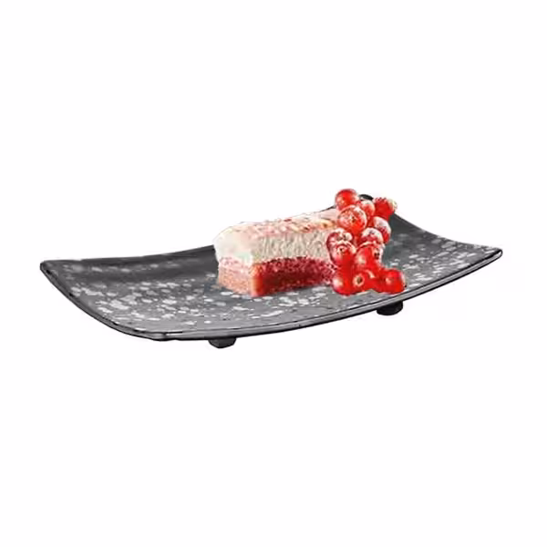 (6 stuks) Dienblad - GLAMOUR - Melamine - 220x120mm - Hoogte: 30mm - Zwart - stapelbaar; vaatwasserbestendig