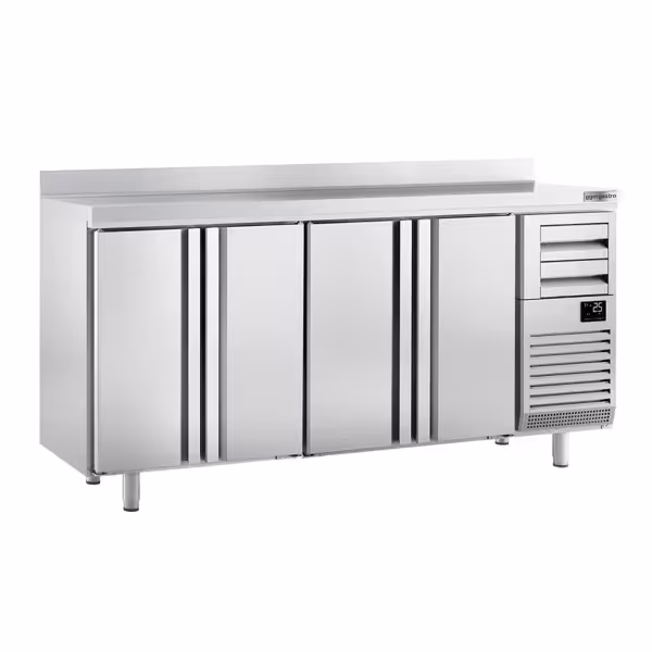 Barkoelkast PREMIUM PLUS - 2452x600mm - 690l - met 4 deuren & 2 laden, spatrand