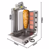 Doğalgazlı Döner Robotu - Alttan Motorlu - 4 Radyanlı - Kapasite: 95kg - dhl. 1 şiş, 1 yağ toplama haznesi - 10.64kW