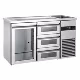 Direct Draw Beer Dispenser / Kegerator PREMIUM - 1550x700mm - Single Glass Door & 3 Drawers
