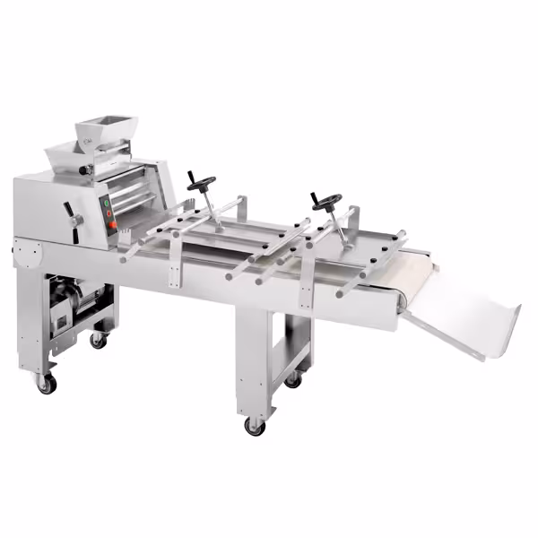 Bäckerei-Langwirkmaschine mit Förderband - für Baguette & Sandwichbrot - 2 Zylinder - 2500 Stk./h
