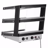 Warmhaltevitrine - 600mm - 980 Watt - mit 2 Ablagen - Schwarz