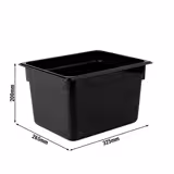 (6 Stück) Polycarbonat GN-Behälter 1/2 - Schwarz - Höhe: 200mm