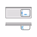 Plonge en inox ECO - 1400x600mm - avec étagère basse - 1 bac à droite