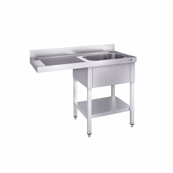 Fregadero con espacio para lavavajillas de acero Inox. - 1,2 m - 1 fregadero a la derecha A 40 x P 40 x A 25 cm 