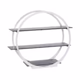 Buffetstandaard - RVS & plexiglas, wit - rond - 600x220mm - 3-laags - Hoogte: 600mm