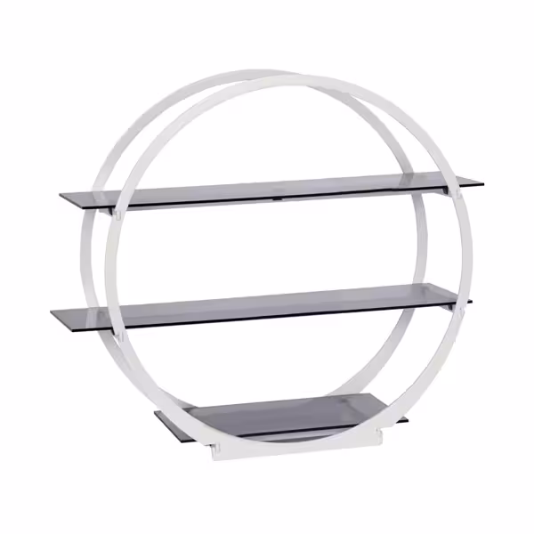 Buffetstandaard - RVS & plexiglas, wit - rond - 600x220mm - 3-laags - Hoogte: 600mm