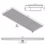 RVS vloerput - 1200x400mm - lage inbouwhoogte & zijuitlaat - DN70