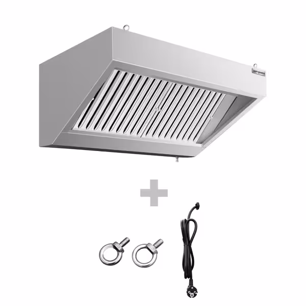 Commercial Wall-Mounted Extraction Canopy - 1000mm - with Baffle Filters & LED Lighting