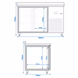 Koelwerkbank PREMIUM - 1400x700mm - met 2 deuren & achterwand