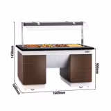 Buffet warmhoud DUBLIN - 1600mm - met bain-marie & zwenkwielen - voor 4x GN 1/1
