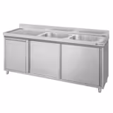 Spülschrank ECO - 1800x600mm - mit Abfallbehälter & 2 Becken rechts