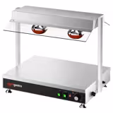 Płyta grzewcza bufetowa - ze stali nierdzewnej - 2x GN 1/1 - 1kW - z 2 lampami na podczerwień - z osłoną szklaną