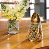 (6 pieces) Buffet Snack Dispenser Set No-Touch – 0.35 L - Clear Glass - Gold Lid