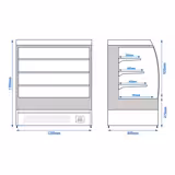 Commercial multideck display fridge - Open front - 1200mm - 380L - with 3 shelves - Black