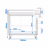 Tavolo armadiato in acciaio inox ECO - 1000x700 mm - con anta scorrevole e alzatina	
