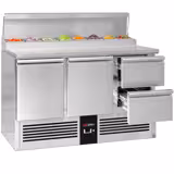 Commercial Saladette Prep Counter PREMIUM - 1368x700mm - 2 Doors & 2 Drawers - for 8x GN 1/6