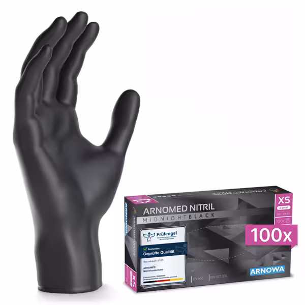 (10 stuks) ARNOWA | Wegwerpnitril handschoenen - 100 stuks - Maat XS - Zwart