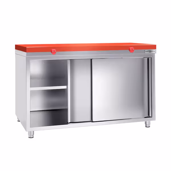 Roestvrijstalen werkkast PREMIUM - 1600x800mm - met schuifdeur zonder achterwand incl. snijplank