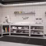 Stół roboczy przyścienny ze stali nierdzewnej PREMIUM - 1000x700mm - z dwiema półkami & wzmocniony