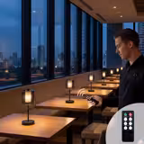 (4 unid) Candeeiro de mesa LED - ANTON MINI - recarregável sem fios - regulável em 3 níveis - Ø120mm - Preto - IP54