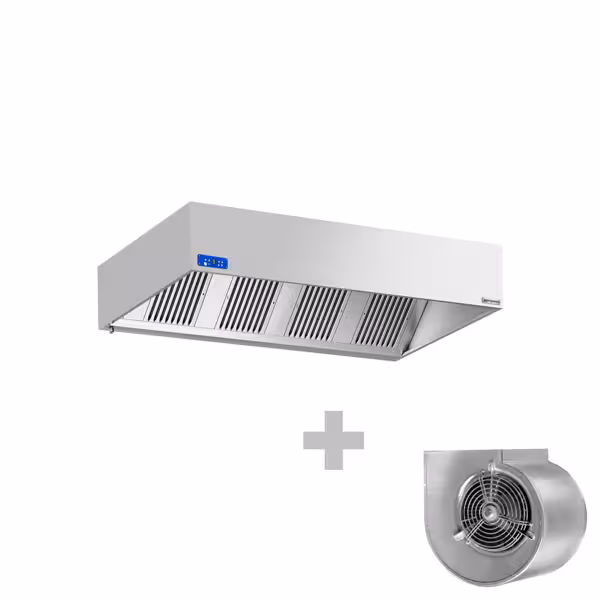 Commercial Wall-Mounted Extractor Hood with Motor – 2000mm – with Speed Controller, Baffle Filters & Lighting