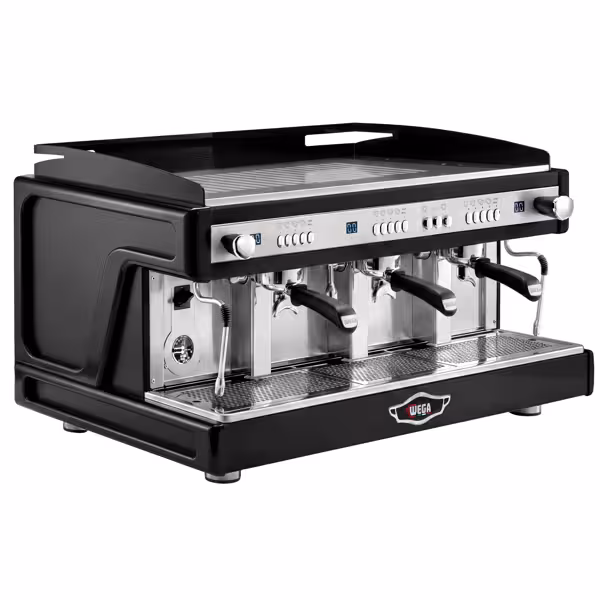 WEGA | Airy – Commercial 3-Group Espresso Machine – 5.6 kW – with 2 Steam Wands & Hot Water – Black