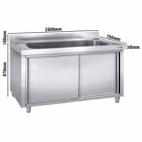  Dolaplı  Tencere Yıkama Tezgahı - 2000x700mm - 1 evyeli