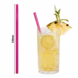 (50 kpl) Lasipillit - suora - 230 mm - ø 8 mm - neonpinkki - sis. 1 nylon puhdistusharjan