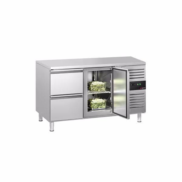 Masă frigorifică ECO - 1360 x 700 mm - cu 1 ușă - 2 sertare