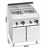 Gazlı Makarna Haşlama Makinesi - 700 Seri - 30L+30L - 20kW - Tahliye Musluklu