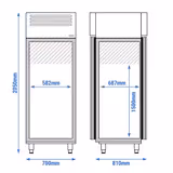Upright Fridge Stainless steel PREMIUM - GN 2/1 - with 2 doors & Support grids - Pass-through