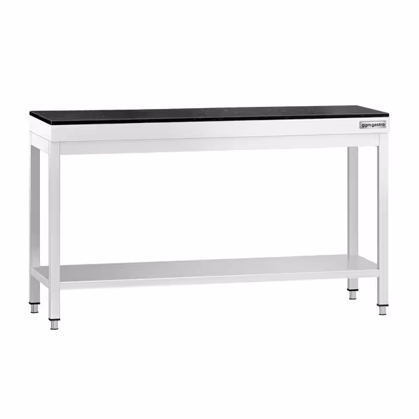 Masă lucru inox PREMIUM din inox - 1500x700mm - cu bază - incl. blat de granit