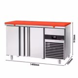Tavolo congelatore PREMIUM - 1400x700mm - Ventilata - 281 L - Colore Rosso - con 2 porte
