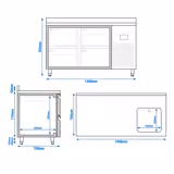 Tavolo refrigerato Premium PLUS - 1468x700 mm - con 1 vasca, 4 cassetti e alzatina