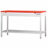Commercial Stainless Steel Centre Table PREMIUM - 1500x800mm - with Undershelf - with Red Chopping Board