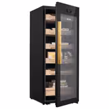 Skříňový humidor na doutníky - chytrý - s biometrickým zámkem (otisk prstu) a Wi‑Fi a mobilní aplikací - 200 l - pro 1200 doutníků - 6 zásuvek - LED osvětlení - UV filtr - černý