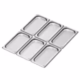 (6 pièces) Récipients en acier inoxydable GN 1/3 - Hauteur : 20mm