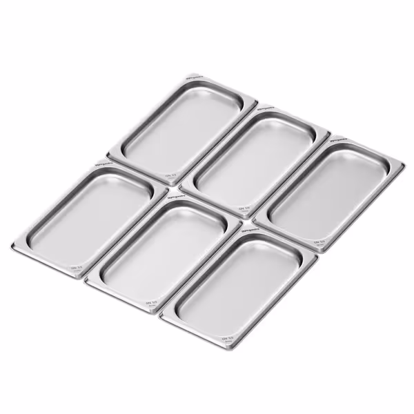(6 stuks) RVS GN-bak GN 1/3 - Diepte: 20mm
