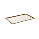 (6 uds) Bandeja GN GN 1/3 - Melamina - STONE ART - 325x176mm - Altura: 15mm - Blanco/Marrón - apilable - apta para lavavajillas