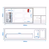 Barkoelkast PREMIUM - 2500x700mm - 1 glazen deur & 6 laden
