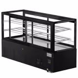 Koel- & Gebaksvitrine MADRID - 890 liter - 2000mm - schuifdeuren - met 2 glazen plateaus - zwart mat - NL