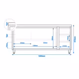 Armoire de travail en inox PREMIUM - 1800x600mm - avec 3 tiroirs à droite sans rebord	