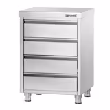 Meuble bas à tiroirs PREMIUM - Acier inoxydable - avec 4 tiroirs - 500x600mm