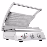 ROBAND | Presse à Panini / Gril de contact – 3,1 kW – plaque supérieure rainurée & plaque inférieure lisse – Surface de cuisson : 500 × 275 mm